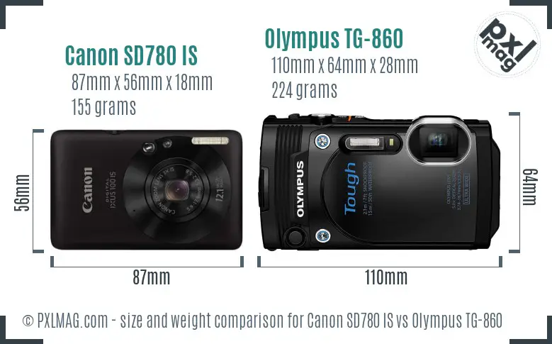Canon SD780 IS vs Olympus TG-860 size comparison