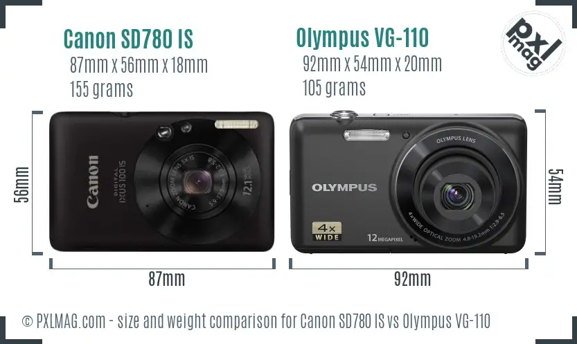 Canon SD780 IS vs Olympus VG-110 size comparison