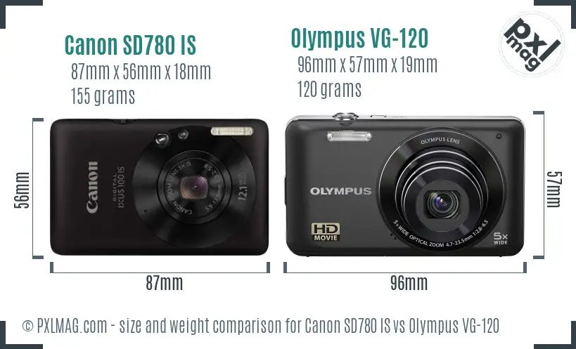 Canon SD780 IS vs Olympus VG-120 size comparison
