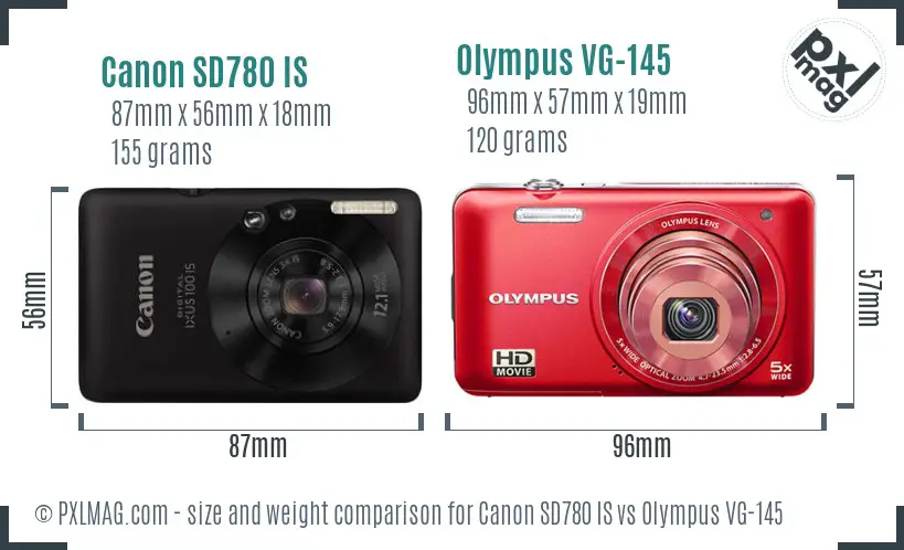 Canon SD780 IS vs Olympus VG-145 size comparison