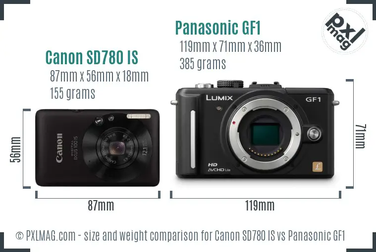 Canon SD780 IS vs Panasonic GF1 size comparison