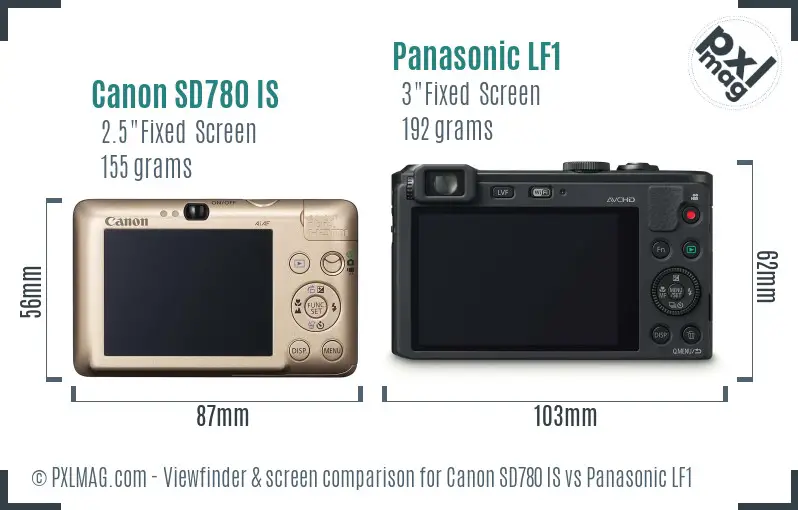 Canon SD780 IS vs Panasonic LF1 Screen and Viewfinder comparison