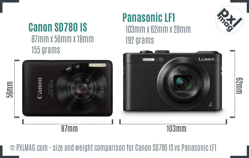 Canon SD780 IS vs Panasonic LF1 size comparison