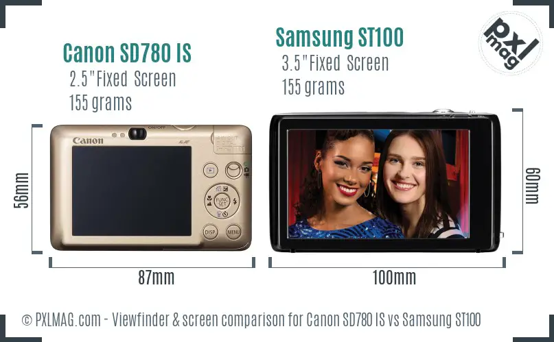 Canon SD780 IS vs Samsung ST100 Screen and Viewfinder comparison Canon SD780 IS vs Samsung ST100 Screen and Viewfinder comparison