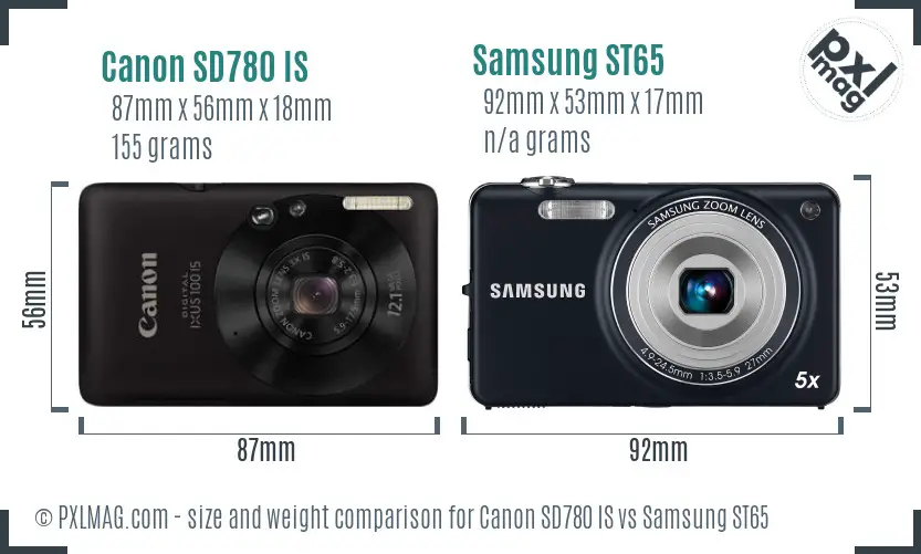 Canon SD780 IS vs Samsung ST65 size comparison