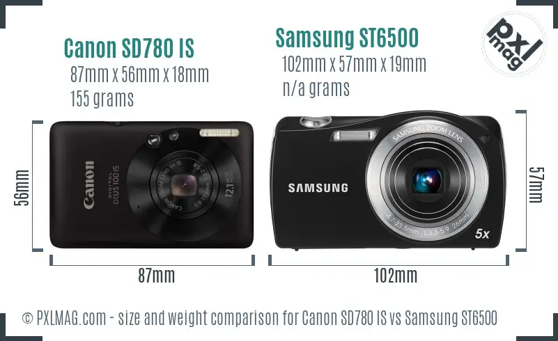 Canon SD780 IS vs Samsung ST6500 size comparison