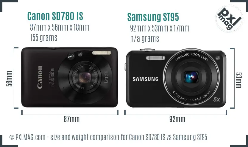 Canon SD780 IS vs Samsung ST95 size comparison Canon SD780 IS vs Samsung ST95 size comparison