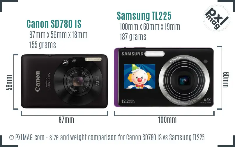 Canon SD780 IS vs Samsung TL225 size comparison