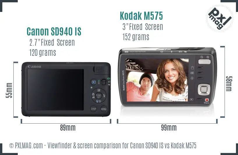 Canon SD940 IS vs Kodak M575 Screen and Viewfinder comparison Canon SD940 IS vs Kodak M575 Screen and Viewfinder comparison