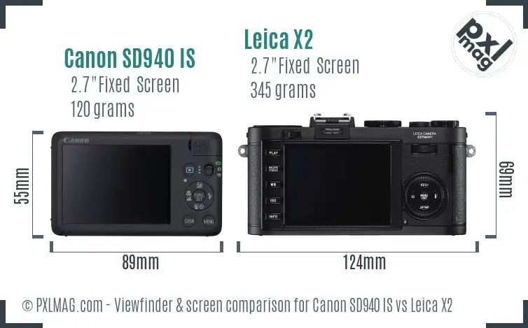 Canon SD940 IS vs Leica X2 Screen and Viewfinder comparison