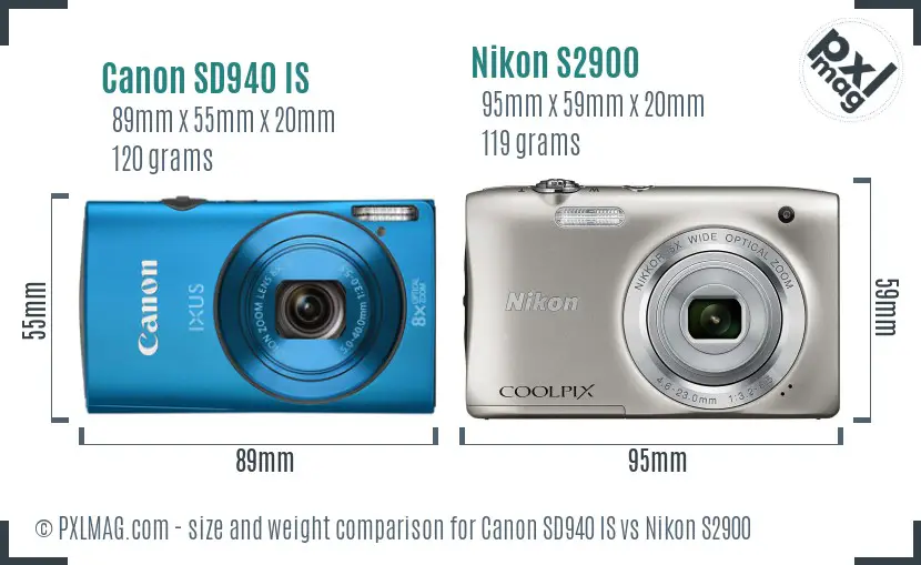 Canon SD940 IS vs Nikon S2900 size comparison