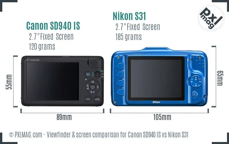 Canon SD940 IS vs Nikon S31 Screen and Viewfinder comparison Canon SD940 IS vs Nikon S31 Screen and Viewfinder comparison