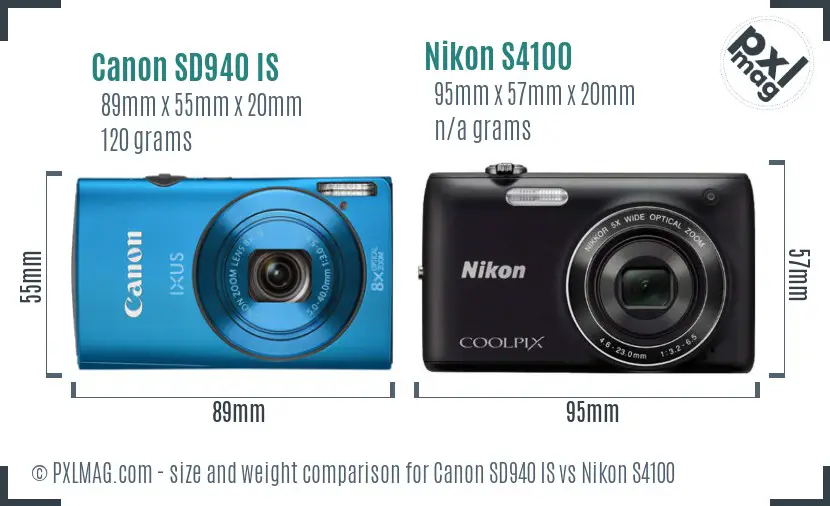 Canon SD940 IS vs Nikon S4100 size comparison