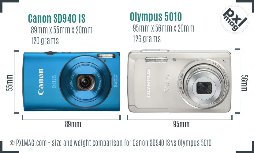 Canon SD940 IS vs Olympus 5010 size comparison