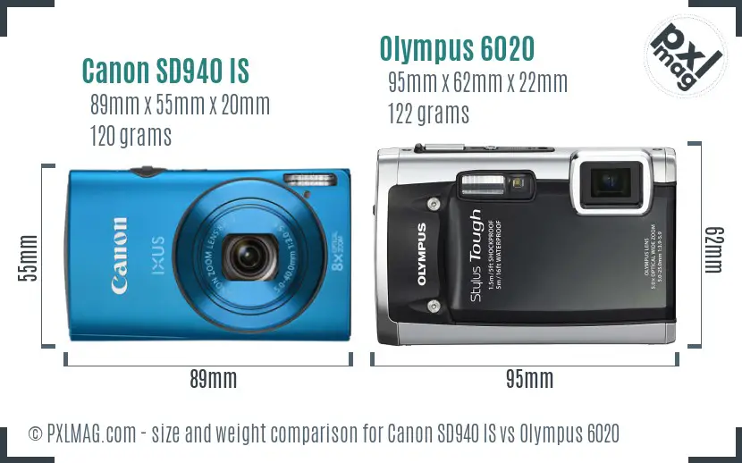 Canon SD940 IS vs Olympus 6020 size comparison