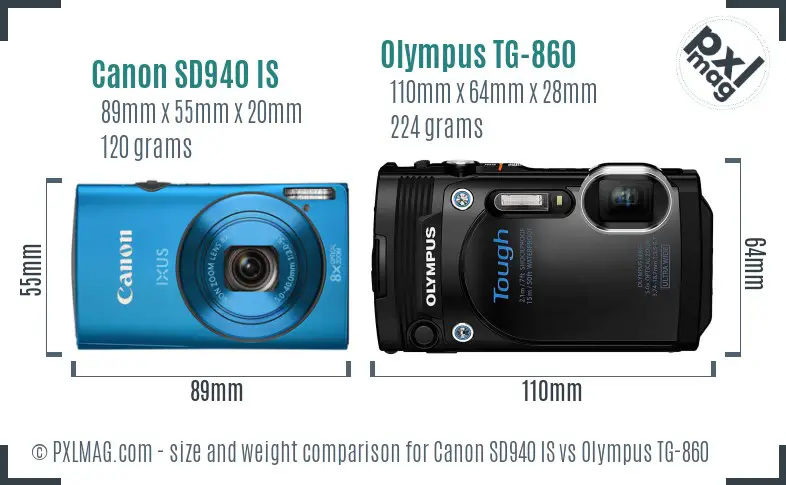 Canon SD940 IS vs Olympus TG-860 size comparison
