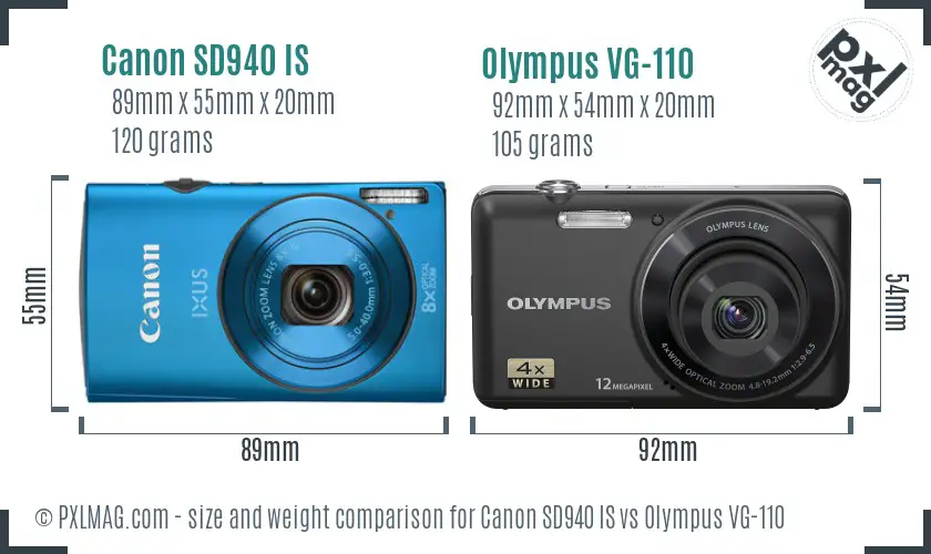 Canon SD940 IS vs Olympus VG-110 size comparison