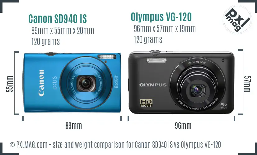 Canon SD940 IS vs Olympus VG-120 size comparison