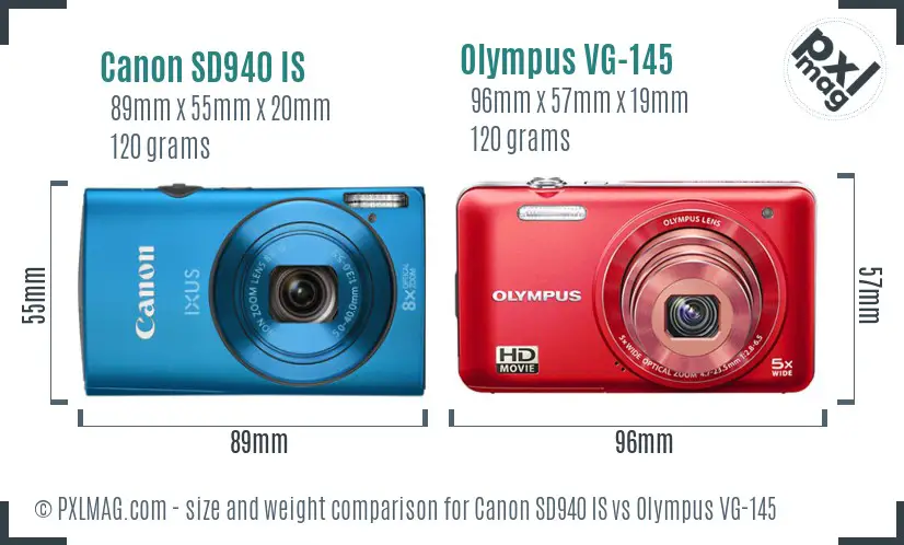 Canon SD940 IS vs Olympus VG-145 size comparison