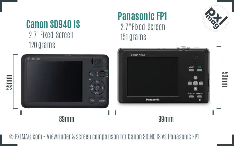 Canon SD940 IS vs Panasonic FP1 Screen and Viewfinder comparison