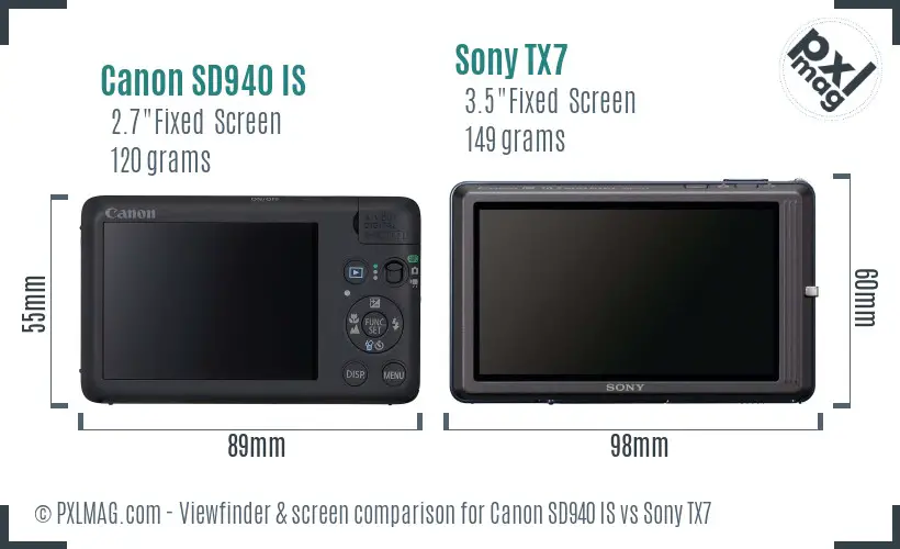 Canon SD940 IS vs Sony TX7 Screen and Viewfinder comparison Canon SD940 IS vs Sony TX7 Screen and Viewfinder comparison