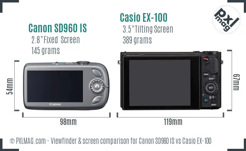 Canon SD960 IS vs Casio EX-100 Screen and Viewfinder comparison Canon SD960 IS vs Casio EX-100 Screen and Viewfinder comparison