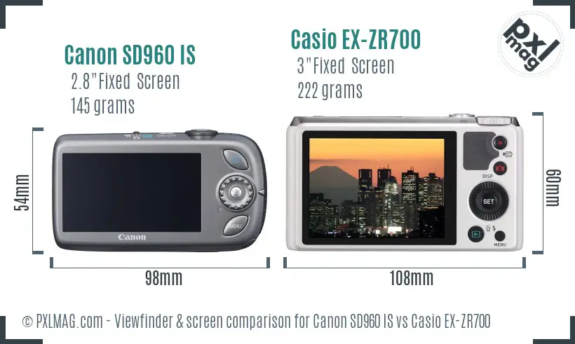Canon SD960 IS vs Casio EX-ZR700 Screen and Viewfinder comparison Canon SD960 IS vs Casio EX-ZR700 Screen and Viewfinder comparison