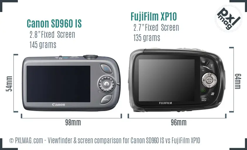 Canon SD960 IS vs FujiFilm XP10 Screen and Viewfinder comparison Canon SD960 IS vs FujiFilm XP10 Screen and Viewfinder comparison