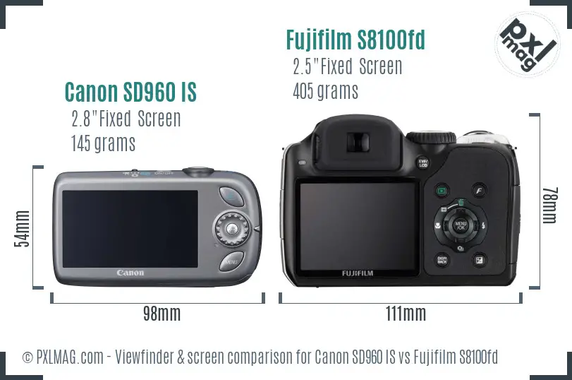 Canon SD960 IS vs Fujifilm S8100fd Screen and Viewfinder comparison Canon SD960 IS vs Fujifilm S8100fd Screen and Viewfinder comparison