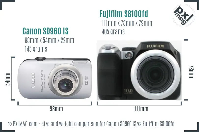 Canon SD960 IS vs Fujifilm S8100fd size comparison Canon SD960 IS vs Fujifilm S8100fd size comparison