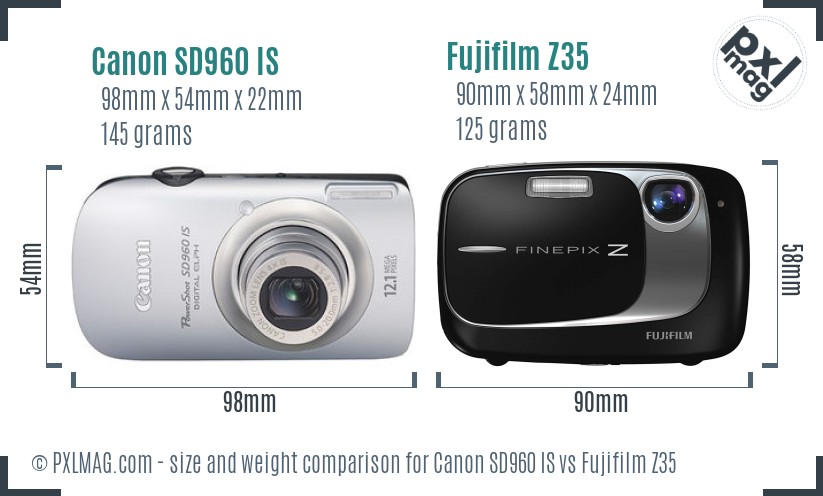Canon SD960 IS vs Fujifilm Z35 size comparison Canon SD960 IS vs Fujifilm Z35 size comparison