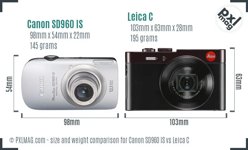Canon SD960 IS vs Leica C size comparison