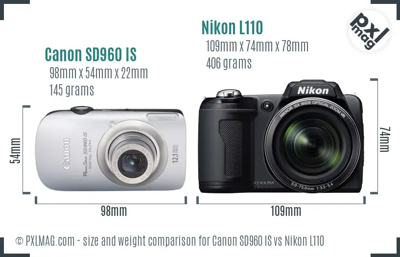 Canon SD960 IS vs Nikon L110 size comparison Canon SD960 IS vs Nikon L110 size comparison