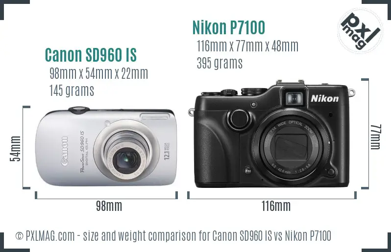 Canon SD960 IS vs Nikon P7100 size comparison