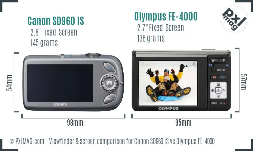 Canon SD960 IS vs Olympus FE-4000 Screen and Viewfinder comparison Canon SD960 IS vs Olympus FE-4000 Screen and Viewfinder comparison