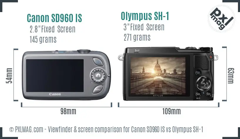 Canon SD960 IS vs Olympus SH-1 Screen and Viewfinder comparison Canon SD960 IS vs Olympus SH-1 Screen and Viewfinder comparison