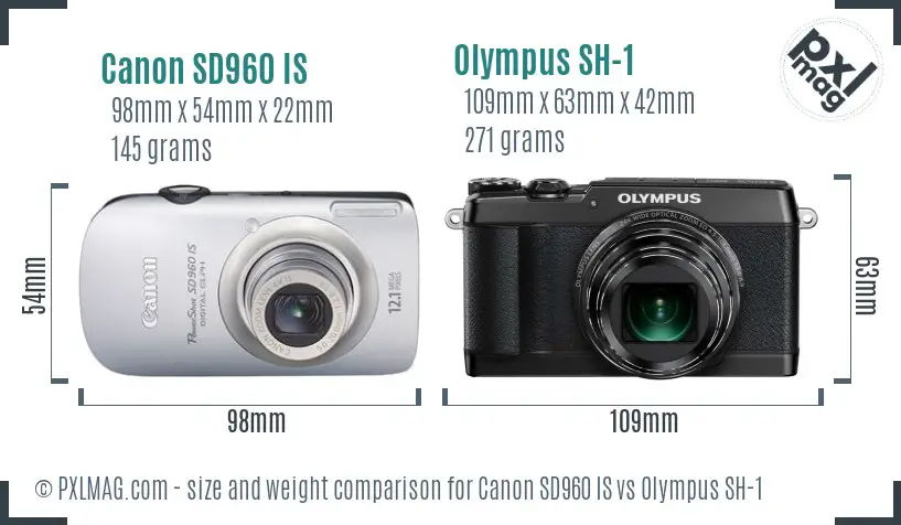 Canon SD960 IS vs Olympus SH-1 size comparison Canon SD960 IS vs Olympus SH-1 size comparison