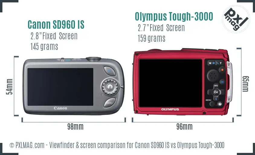 Canon SD960 IS vs Olympus Tough-3000 Screen and Viewfinder comparison Canon SD960 IS vs Olympus Tough-3000 Screen and Viewfinder comparison
