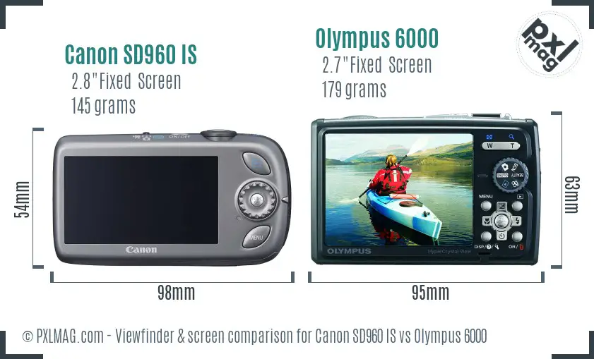 Canon SD960 IS vs Olympus 6000 Screen and Viewfinder comparison Canon SD960 IS vs Olympus 6000 Screen and Viewfinder comparison