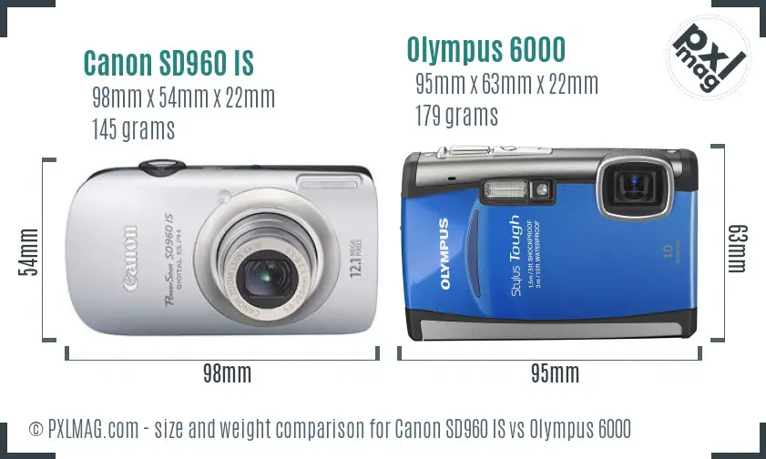 Canon SD960 IS vs Olympus 6000 size comparison Canon SD960 IS vs Olympus 6000 size comparison