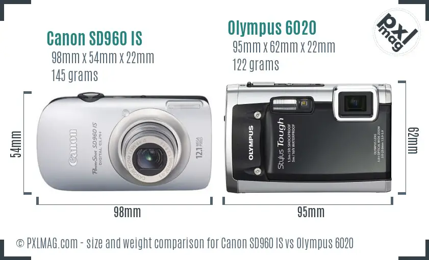 Canon SD960 IS vs Olympus 6020 size comparison