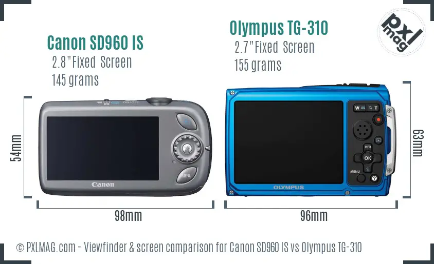 Canon SD960 IS vs Olympus TG-310 Screen and Viewfinder comparison Canon SD960 IS vs Olympus TG-310 Screen and Viewfinder comparison