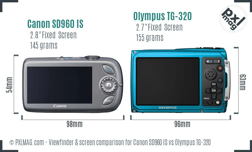 Canon SD960 IS vs Olympus TG-320 Screen and Viewfinder comparison Canon SD960 IS vs Olympus TG-320 Screen and Viewfinder comparison