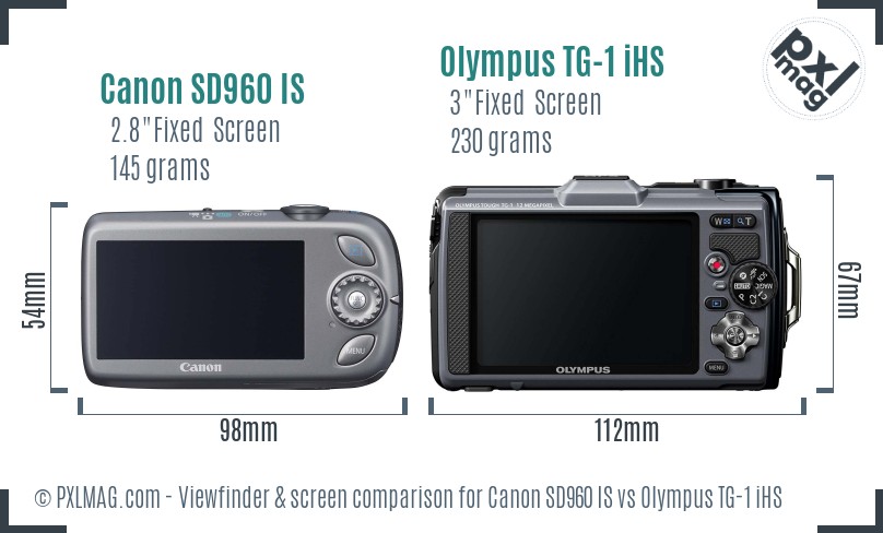 Canon SD960 IS vs Olympus TG-1 iHS Screen and Viewfinder comparison