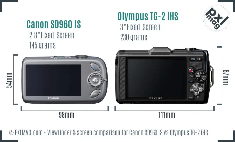 Canon SD960 IS vs Olympus TG-2 iHS Screen and Viewfinder comparison