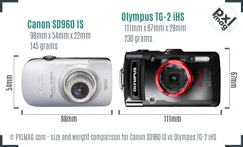 Canon SD960 IS vs Olympus TG-2 iHS size comparison