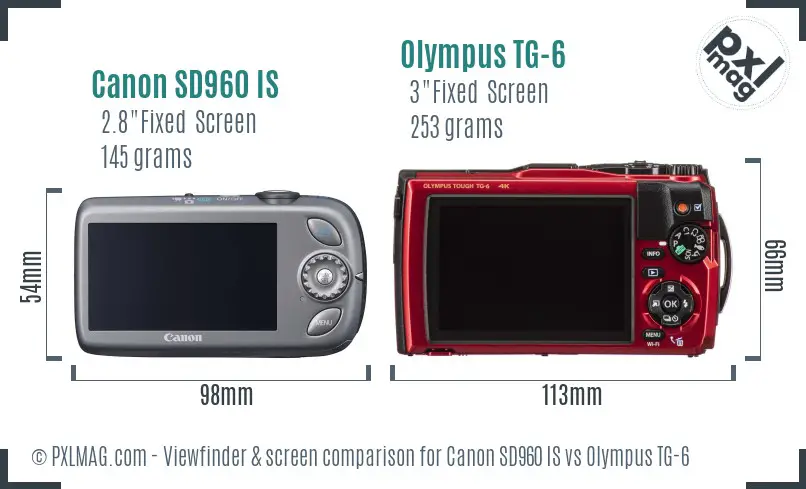 Canon SD960 IS vs Olympus TG-6 Screen and Viewfinder comparison