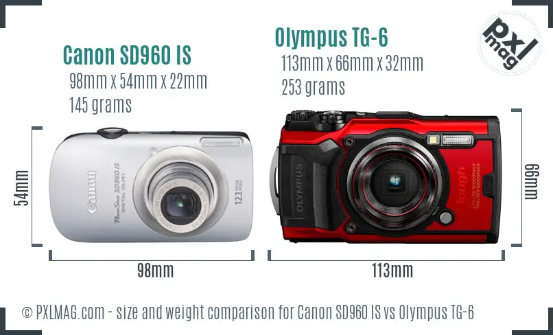 Canon SD960 IS vs Olympus TG-6 size comparison