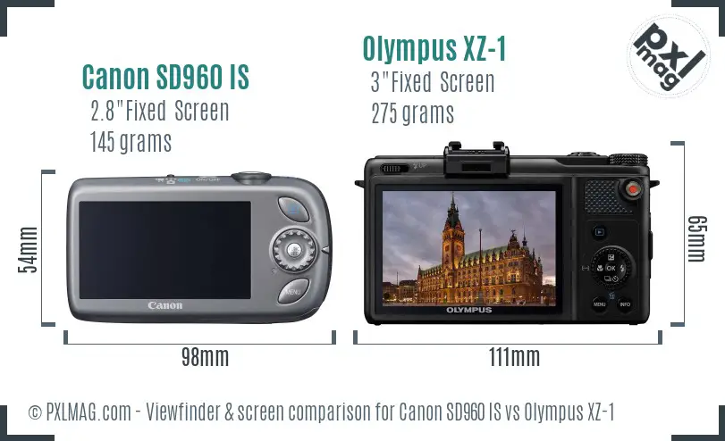 Canon SD960 IS vs Olympus XZ-1 Screen and Viewfinder comparison Canon SD960 IS vs Olympus XZ-1 Screen and Viewfinder comparison