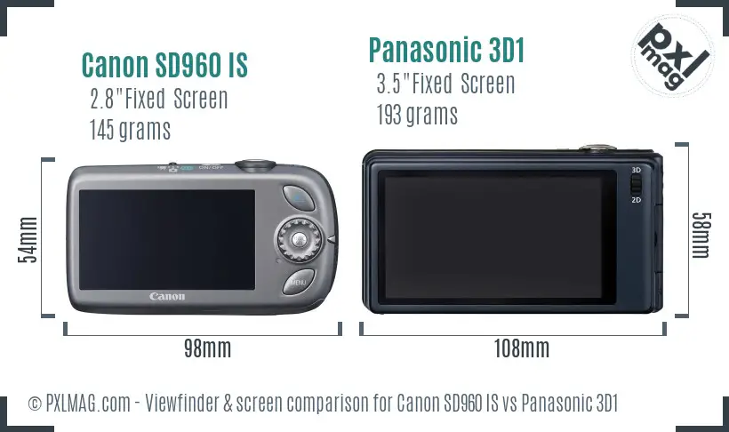 Canon SD960 IS vs Panasonic 3D1 Screen and Viewfinder comparison Canon SD960 IS vs Panasonic 3D1 Screen and Viewfinder comparison